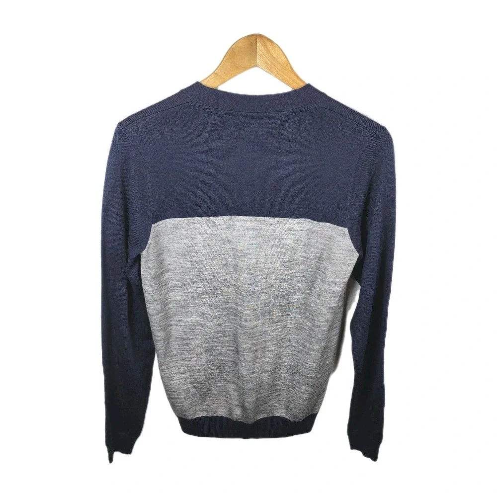 Goodale Cardigan Sweater‎ Mens Small Navy Gray Wool Blend Patch Pockets Casual